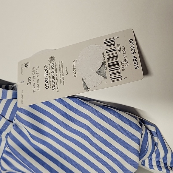 Carter's Baby Girl Striped One Piece Swimsuit UPF 50 Sun Protection - Picture 5 of 6